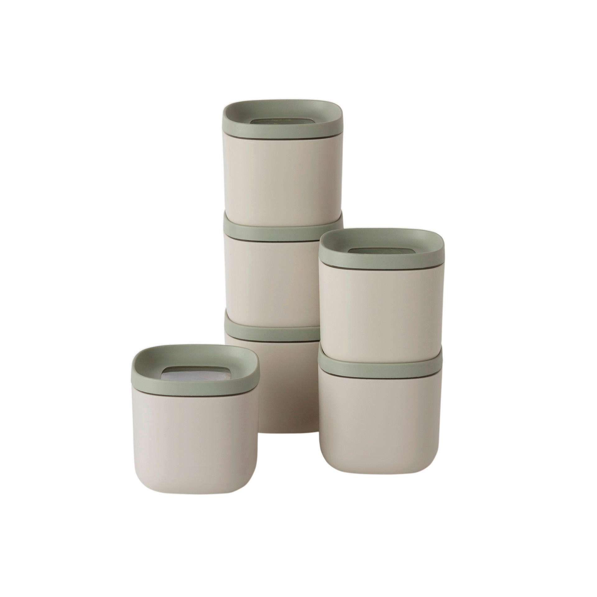FRISCHHALTEDOSENSET  - Salbeigrün/Creme, Basics, Kunststoff (6,9/6,9/6,6cm) - BergHOFF