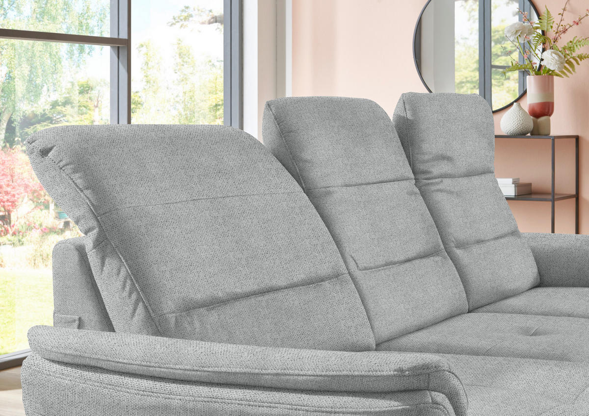 ECKSOFA in Flachgewebe Zinkfarben  181/260 cm  - Zinkfarben/Schwarz, KONVENTIONELL, Textil/Metall (181/260cm) - Beldomo Speed