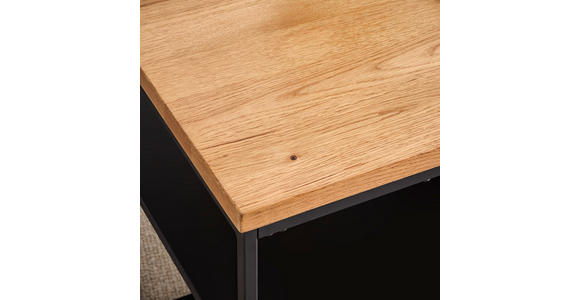 COUCHTISCH Eiche furniert, massiv 105/65/44 cm rechteckig Schwarz, Eichefarben - Eichefarben/Schwarz, Design, Holz/Holzwerkstoff (105/65/44cm) - Novel