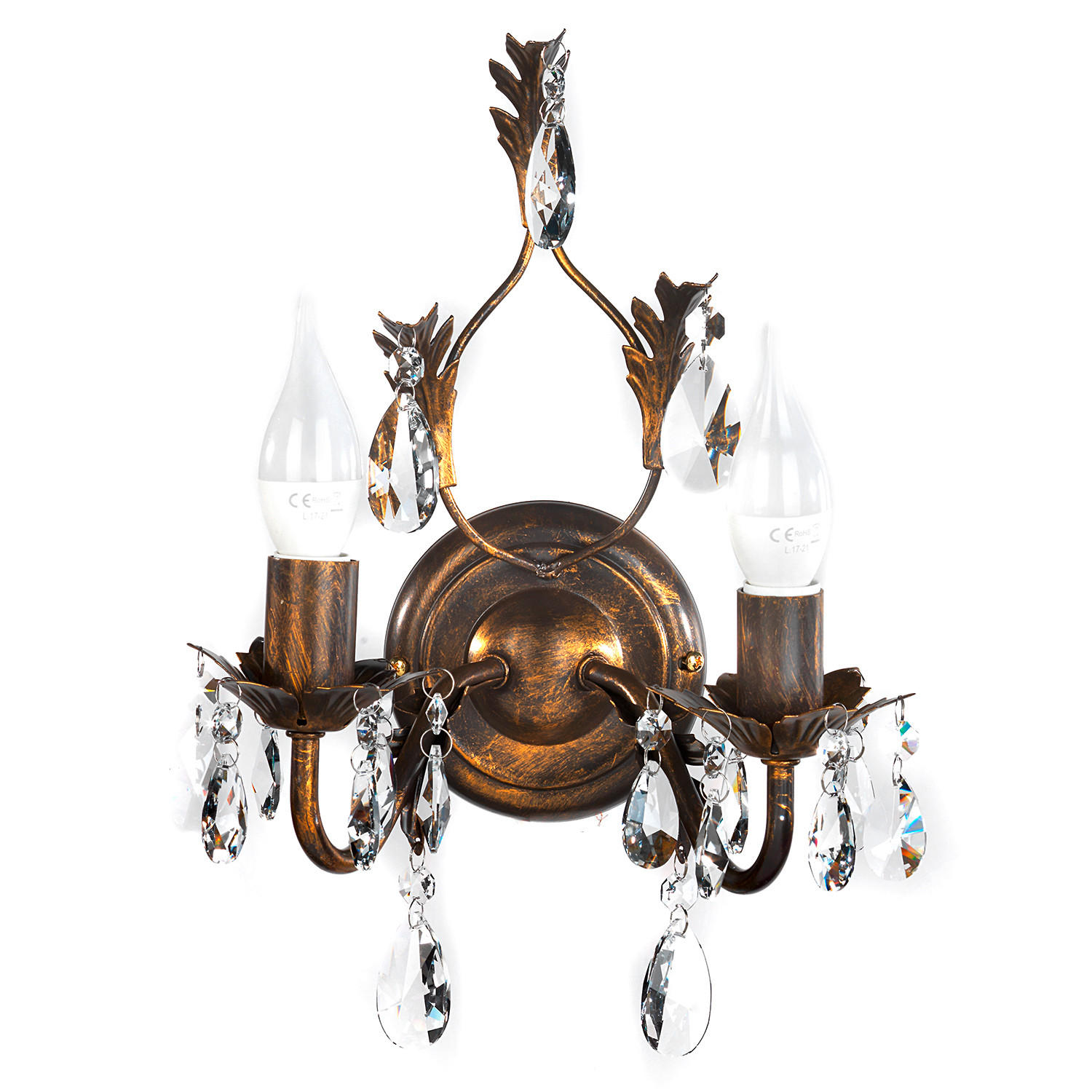WANDLEUCHTE 30/30/20 cm   - Bronzefarben, KONVENTIONELL, Glas/Metall (30/30/20cm)