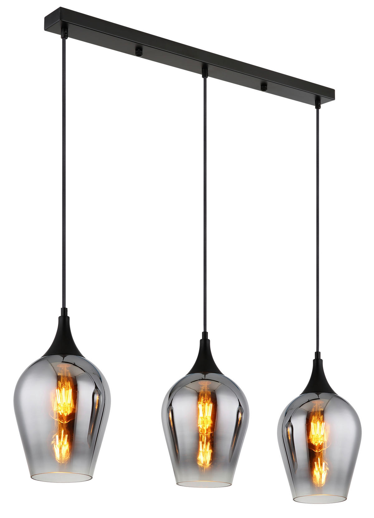 HÄNGELEUCHTE 83/18/120 cm   - Schwarz, Design, Glas/Metall (83/18/120cm) - Globo