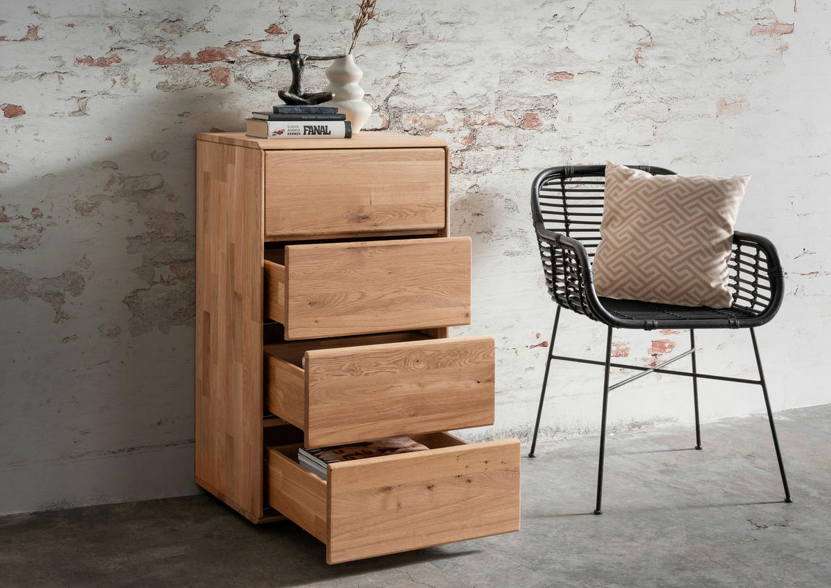 KOMMODE , 51/91/40 cm, 4 Schublade(n)  - Wildeiche, Design, Holz (51/91/40cm) - Livetastic
