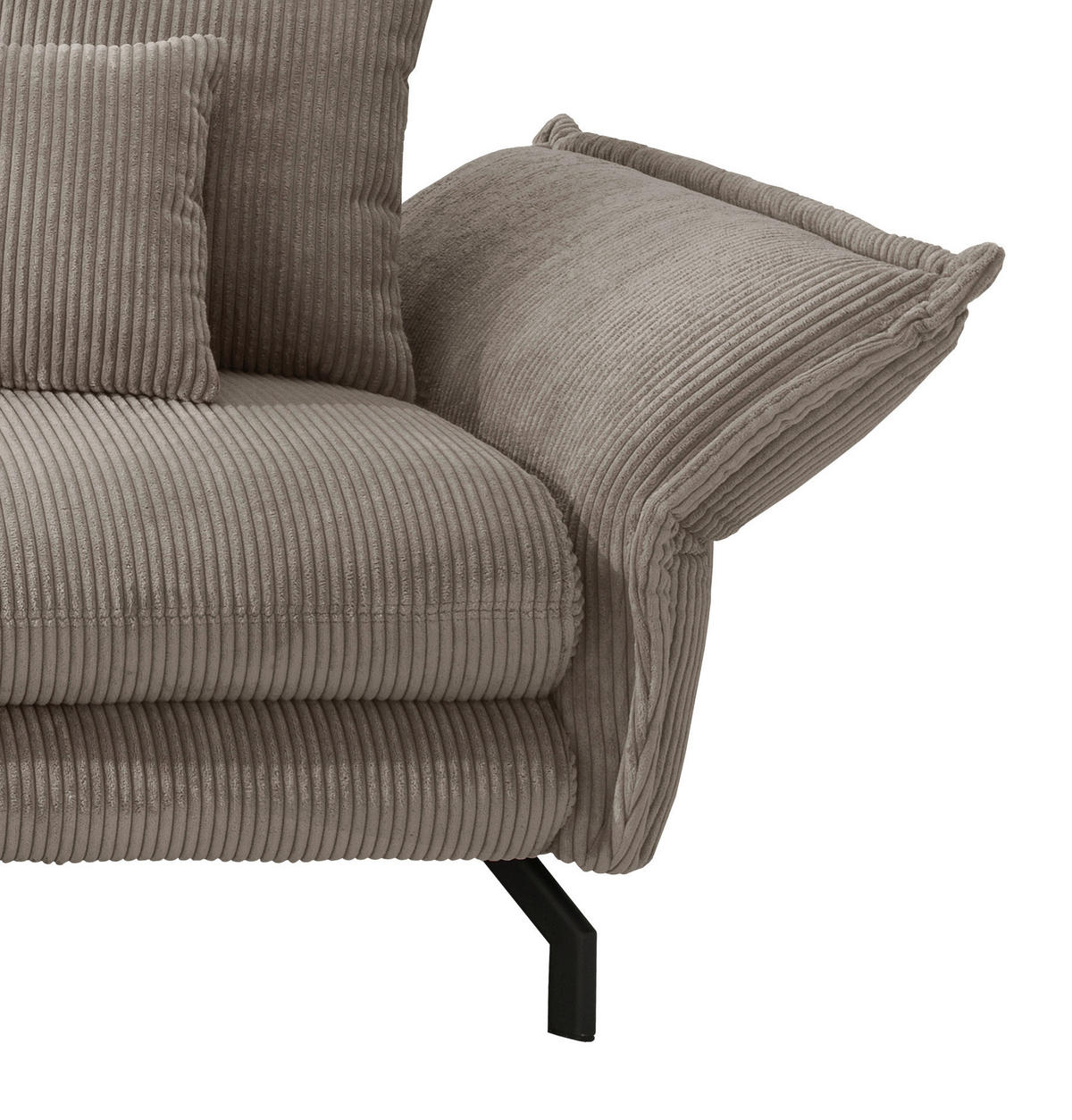 ECKSOFA Graubraun Cord  - Graubraun/Schwarz, MODERN, Textil/Metall (180/255cm) - Livetastic