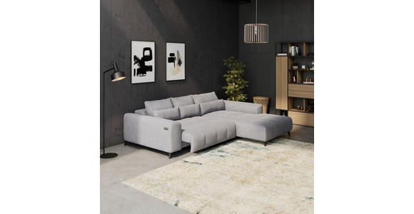 ECKSOFA  in Chenille Silberfarben  279/222 cm  - Silberfarben/Schwarz, KONVENTIONELL, Kunststoff/Textil (279/222cm) - Hom`in