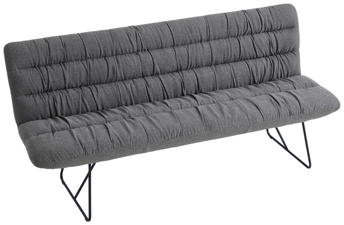 SITZBANK 182/88/66 cm Leinenoptik Schwarz, Cappuccino  - Schwarz/Cappuccino, Design, Textil/Metall (182/88/66cm) - Dieter Knoll