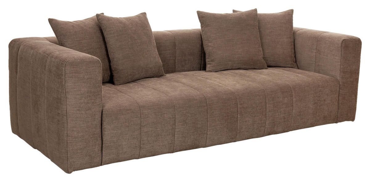 3-SITS SOFFA i brun  - brun/svart, Basics, metall/trä (223/77/91cm) - Pure Home Comfort