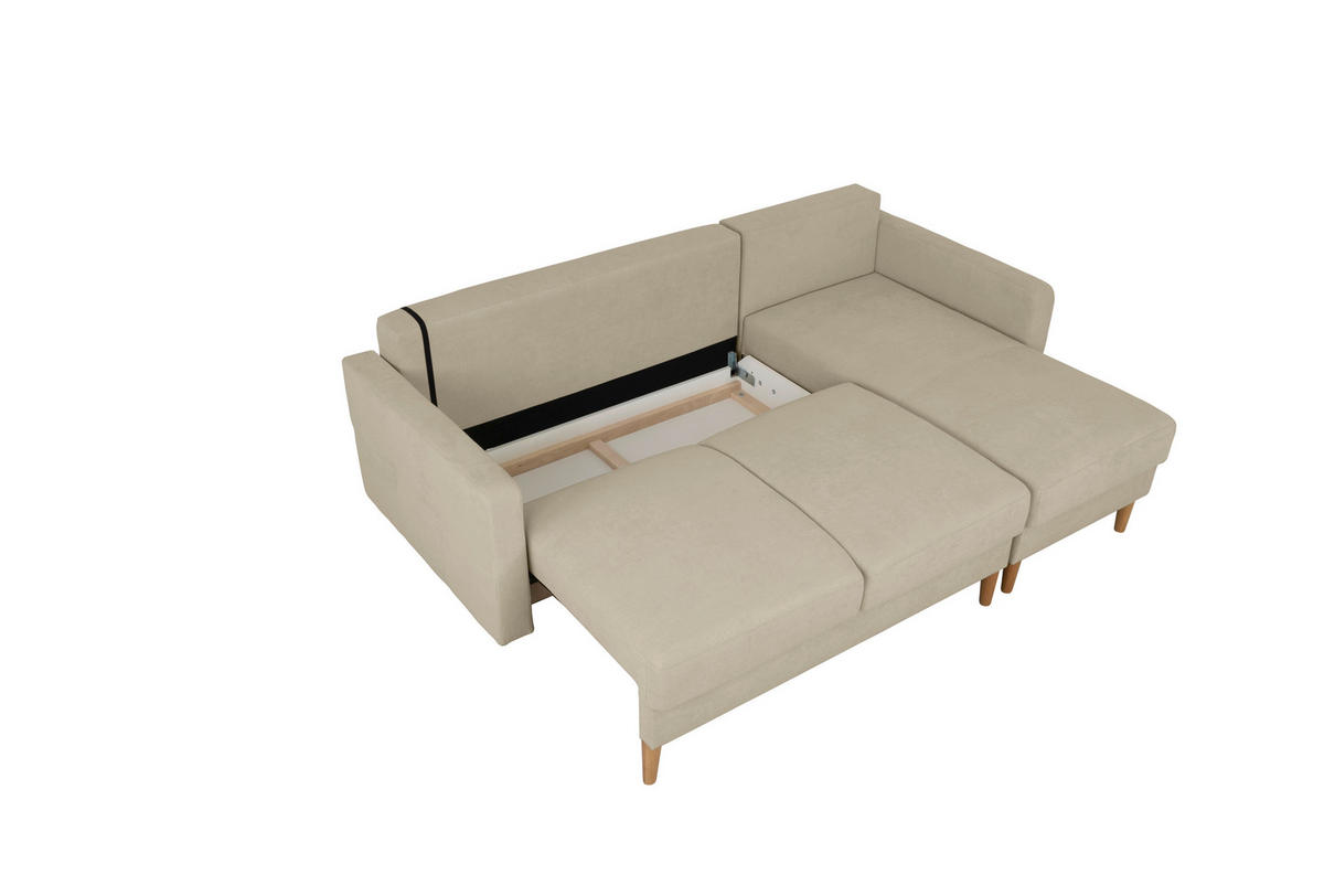 ECKSOFA in Taupe  - Taupe/Buchefarben, Design, Holz/Textil (223/157cm) - MID.YOU