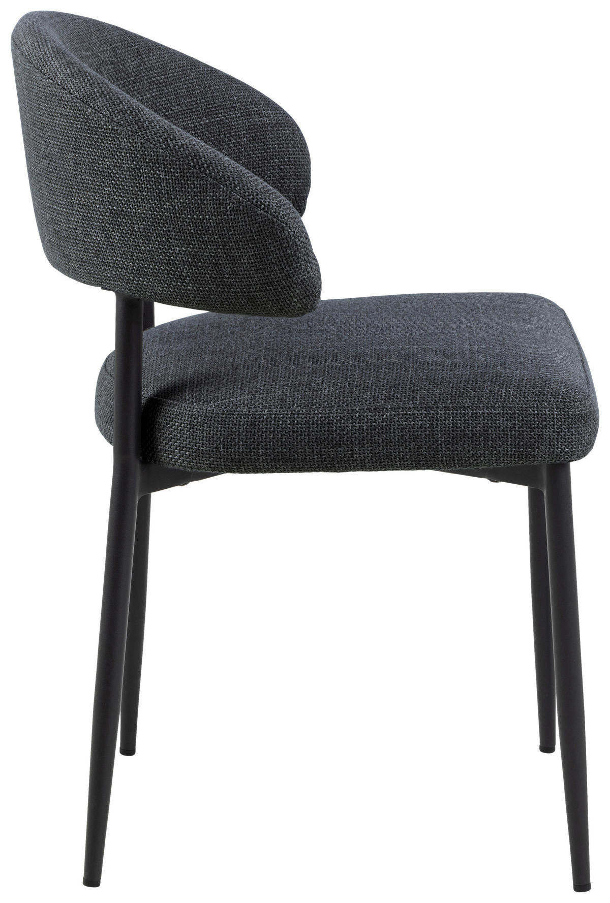 STUHL  in Struktur  - Dunkelgrau/Schwarz, Design, Textil/Metall (56/77/55cm) - MID.YOU