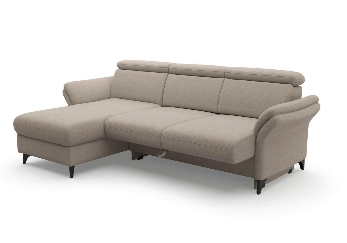 ECKSOFA Flachgewebe Taupe  - Taupe/Schwarz, Konventionell, Textil/Metall (166/253cm) - Sit & More