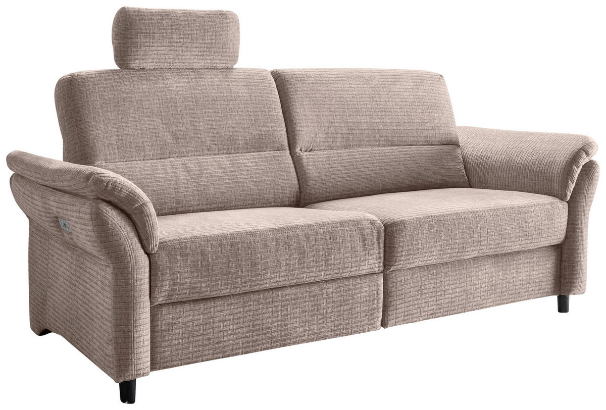 3-SITZER-SOFA in Mikrofaser Beige  - Beige/Schwarz, Modern, Holz/Textil (192/90/89cm) - Livetastic