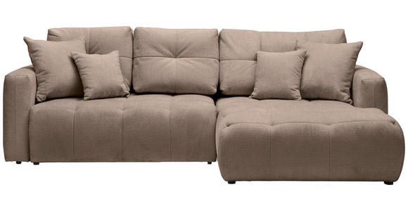 ECKSOFA in Chenille Hellbraun  - Hellbraun/Schwarz, MODERN, Kunststoff/Textil (276/172cm) - Hom`in