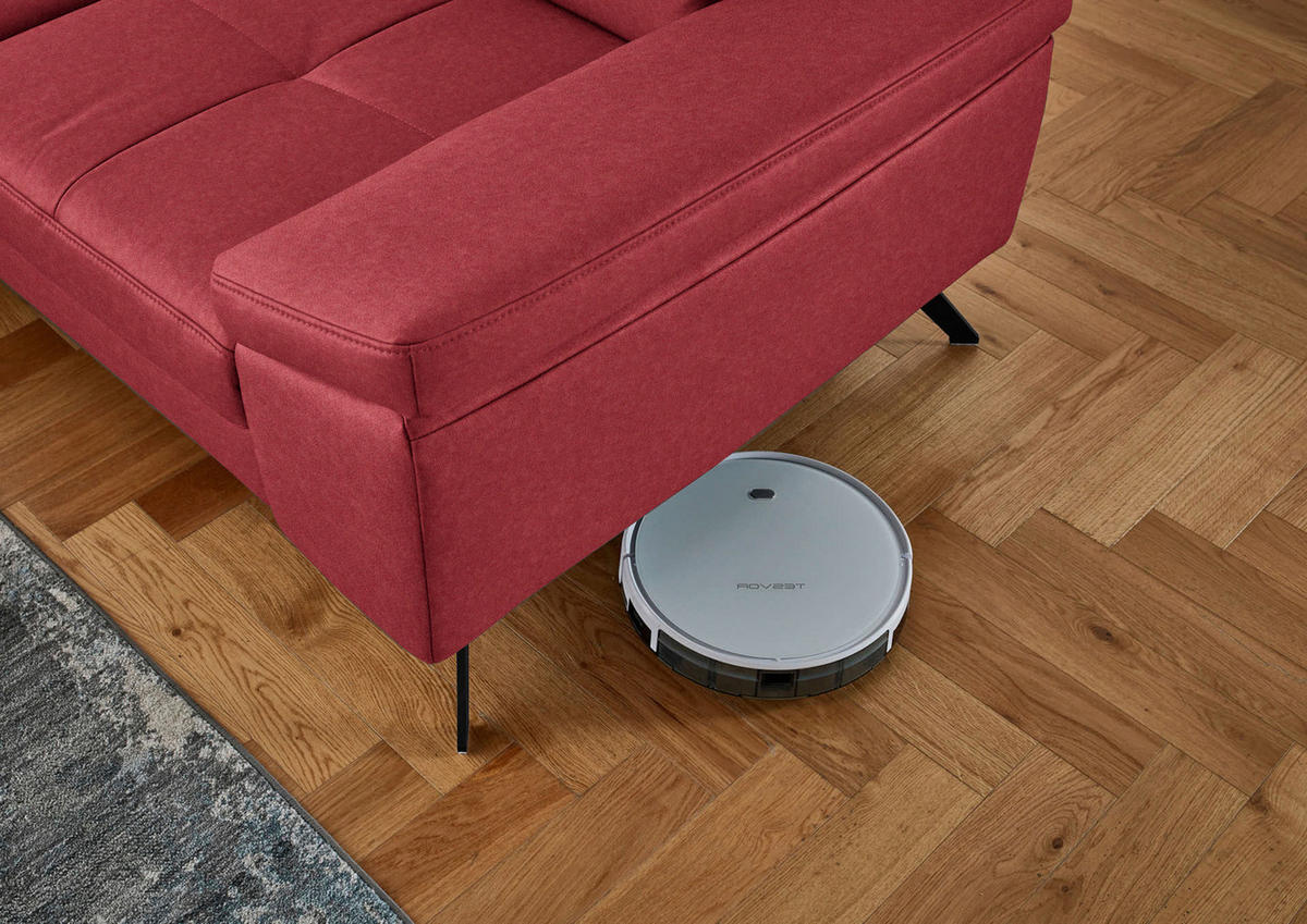 ECKSOFA in Lederlook, Mikrofaser Rot  - Rot/Schwarz, Design, Textil/Metall (194/261cm) - Beldomo System