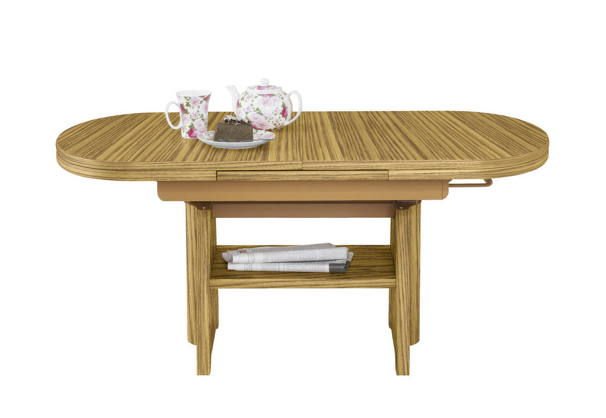 COUCHTISCH in Metall, Holzwerkstoff 125-165,5/71/56-75 cm  - Eichefarben/Braun, Konventionell, Holzwerkstoff/Metall (125-165,5/71/56-75cm) - Venda