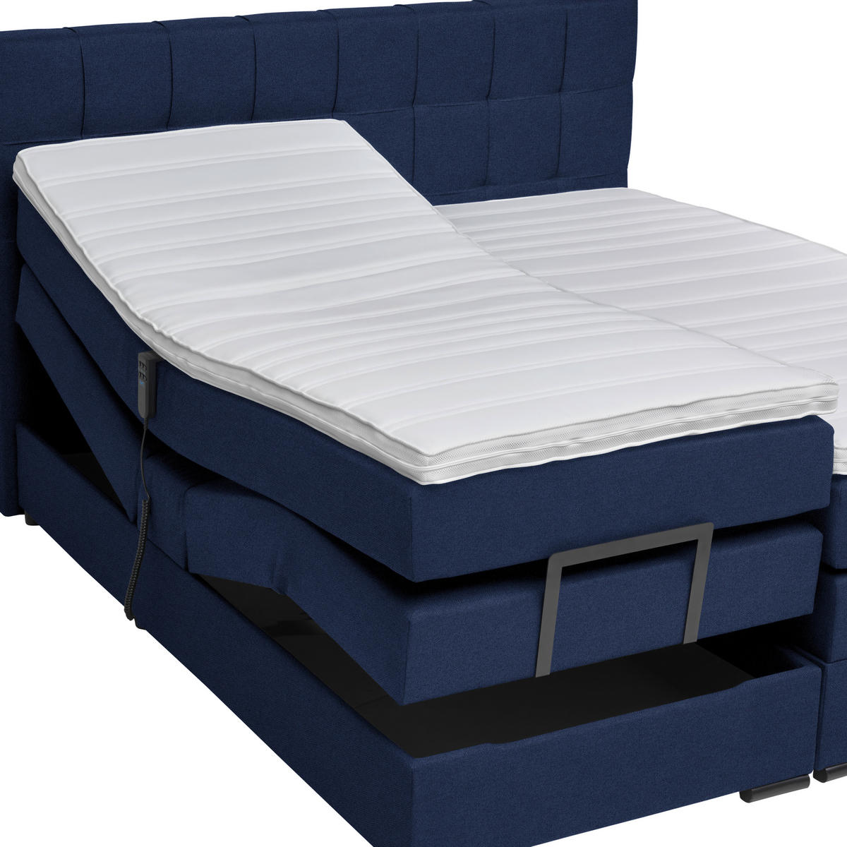 BOXSPRINGBETT 180/200 cm  in Dunkelblau  - Schwarz/Dunkelblau, KONVENTIONELL, Holz/Holzwerkstoff (180/200cm) - Moderano