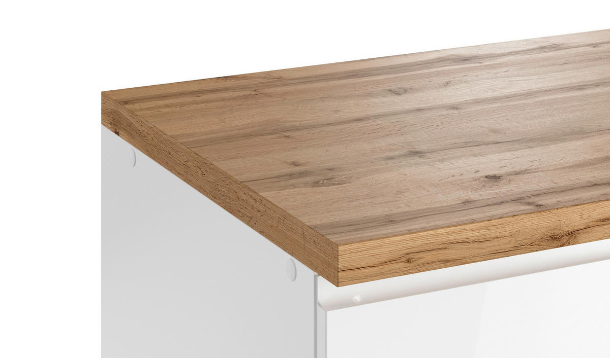 Eckküche Monza mit Geräten 240/240 cm  in Weiss, Eiche Wotan, Weiss Hochglanz  - Weiss Hochglanz/Weiss, Lifestyle, Holzwerkstoff (240/240cm) - Held