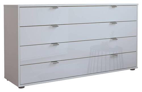 SIDEBOARD 141/70/43 cm  in Weiß  - Chromfarben/Schwarz, KONVENTIONELL, Glas/Holzwerkstoff (141/70/43cm) - Dieter Knoll