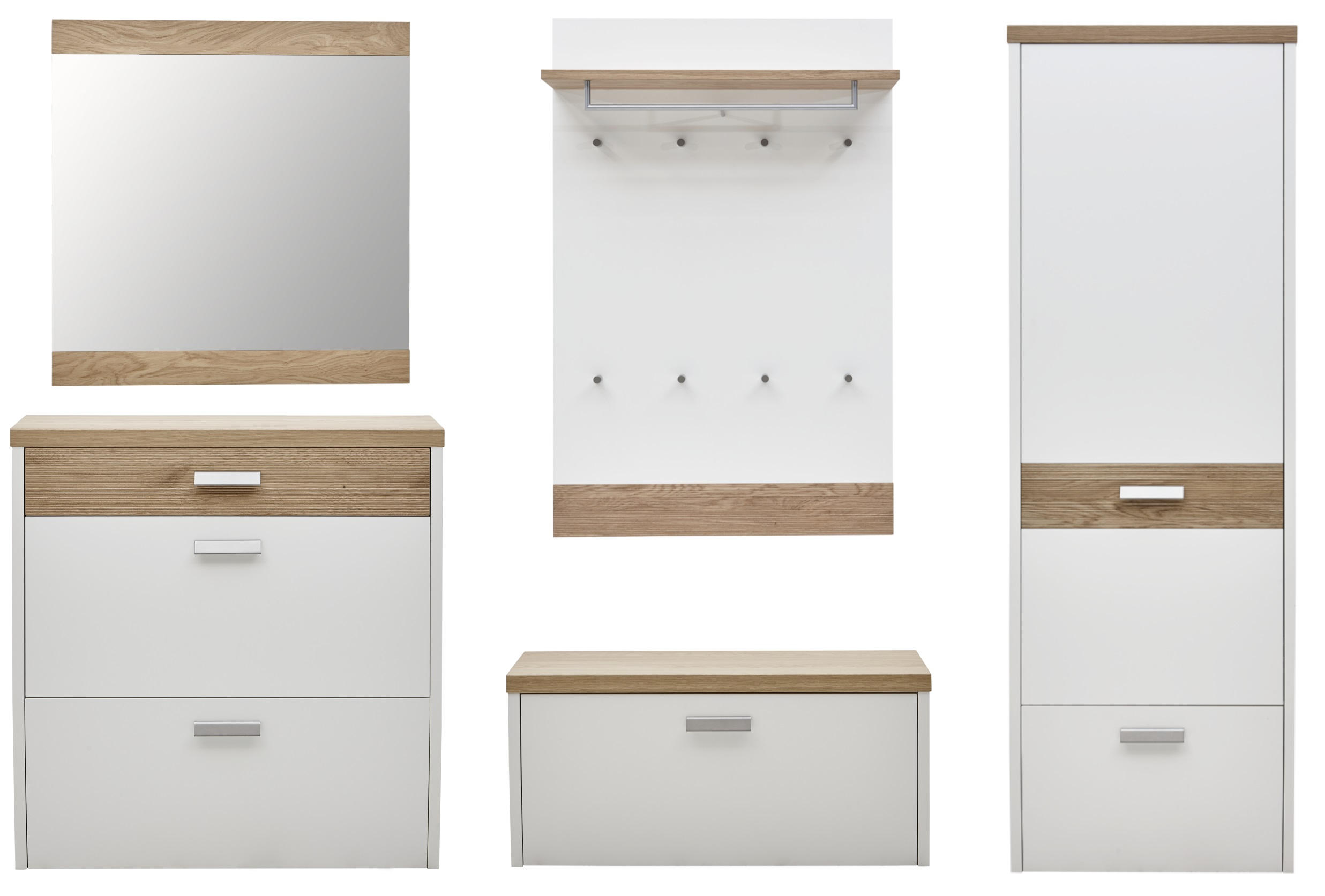 GARDEROBE Weiß, Eichefarben - Eichefarben/Weiß, Design, Holz (290/200/32cm) - Dieter Knoll