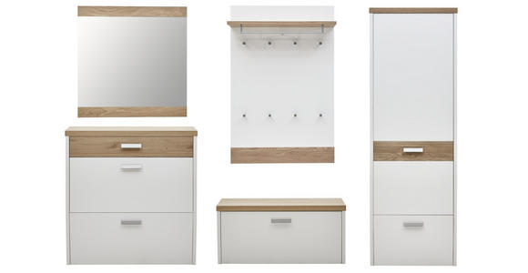 GARDEROBE 5-teilig in 290/200/32 cm - Eichefarben/Weiß, Design, Holz/Holzwerkstoff (290/200/32cm) - Dieter Knoll