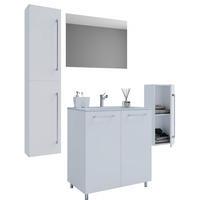 BADEZIMMER 5-teilig  in 147 cm  - Alufarben/Weiß, MODERN, Keramik/Holzwerkstoff (147cm) - MID.YOU