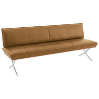 SITZBANK 194/88/66 cm  in Nussbaumfarben, Nickelfarben, Currygelb  - Currygelb/Edelstahlfarben, Design, Holz/Textil (194/88/66cm) - Koinor