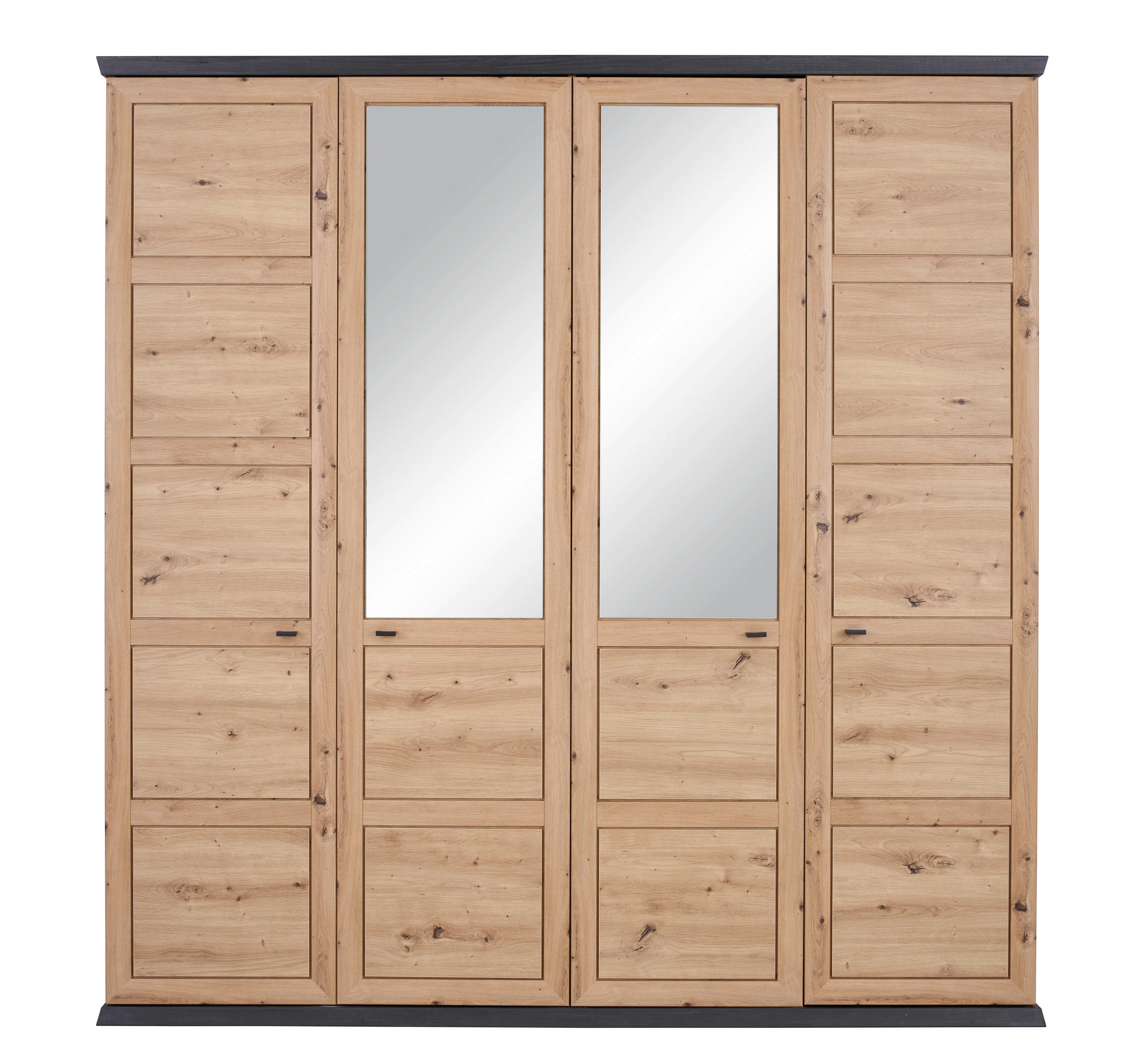 NYÍLÓAJTÓS SZEKRÉNY sötétszürke, Artisan tölgy  - Artisan tölgy/nikkel, Romantik / Landhaus, faalapú anyag/Üveg (205/209/60cm) - Hom`in