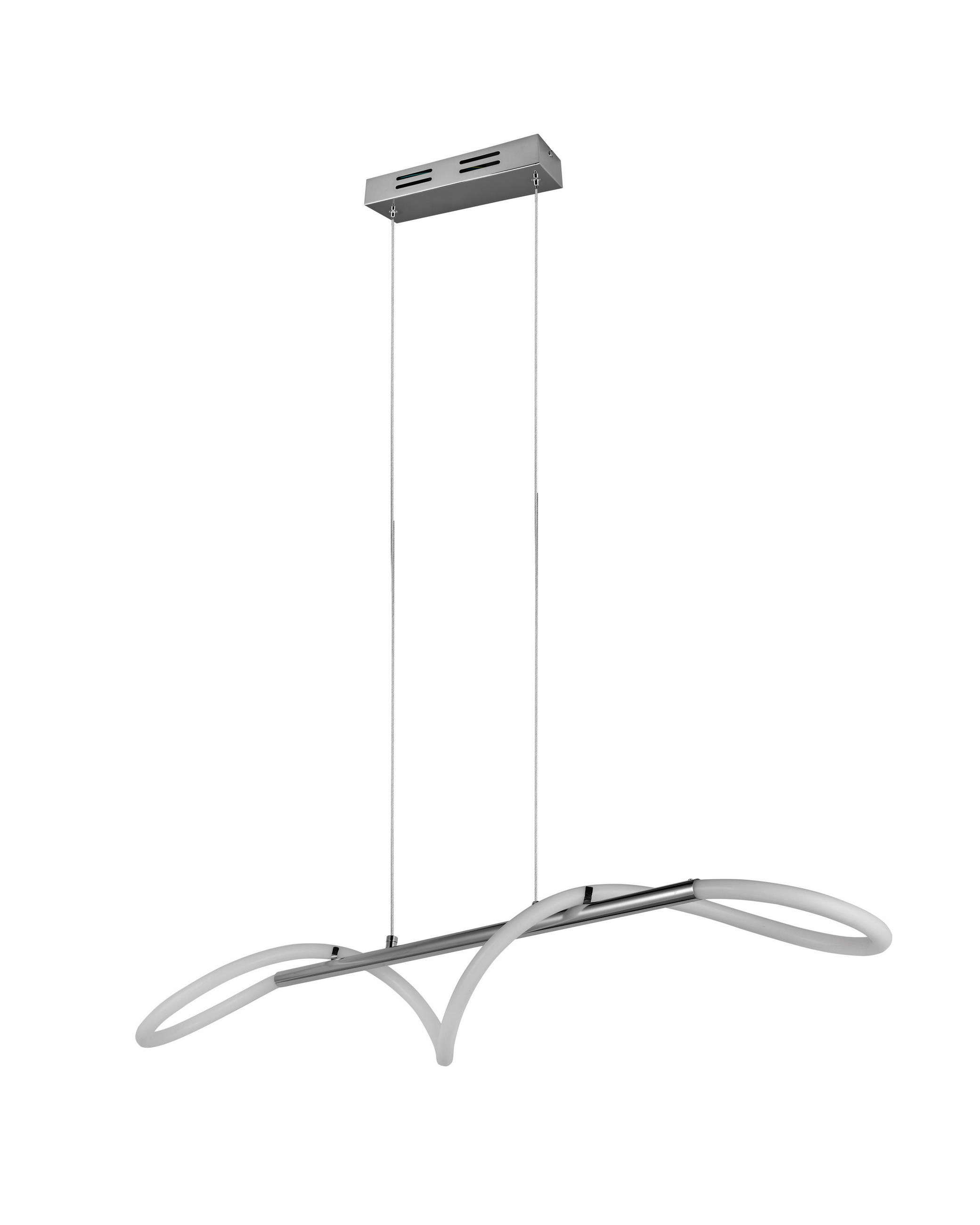 LED FÜGGESZTÉK - krómszínű/fehér, Basics, műanyag/fém (105/150/34cm)