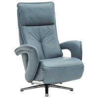 RELAX FOTEL - krómszínű/világoskék, Design, bőr/fém (77/108/87cm) - Valdera