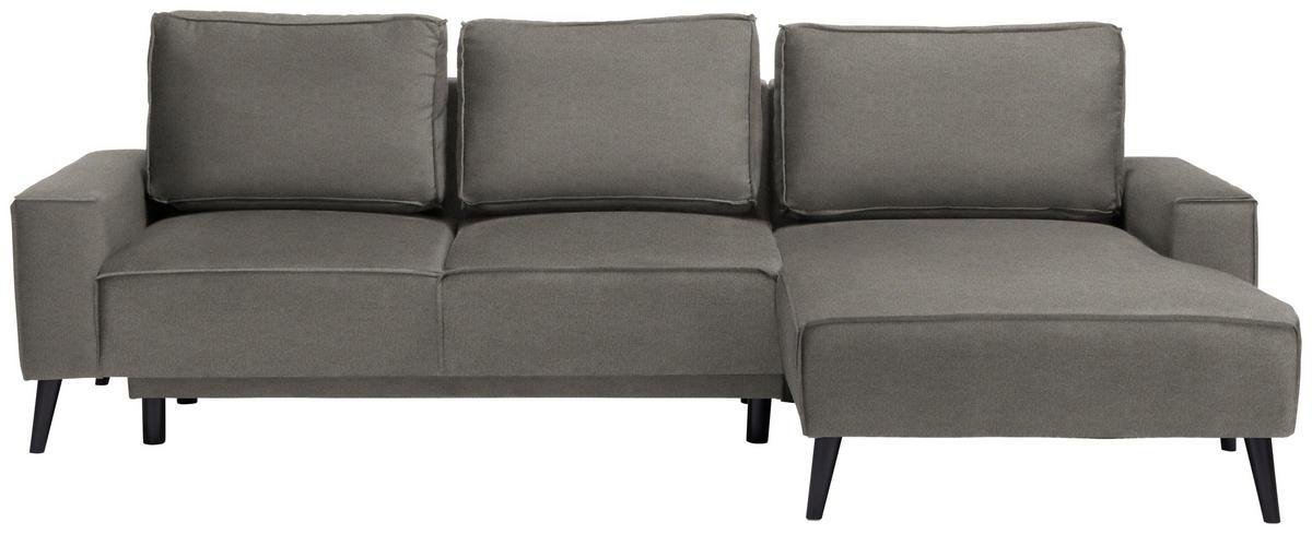 ECKSOFA in Velours Greige  - Greige/Schwarz, Basics, Holz/Textil (260/161cm) - Carryhome