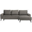 ECKSOFA  in Velours Greige  - Greige/Schwarz, Basics, Holz/Textil (260/161cm) - Carryhome