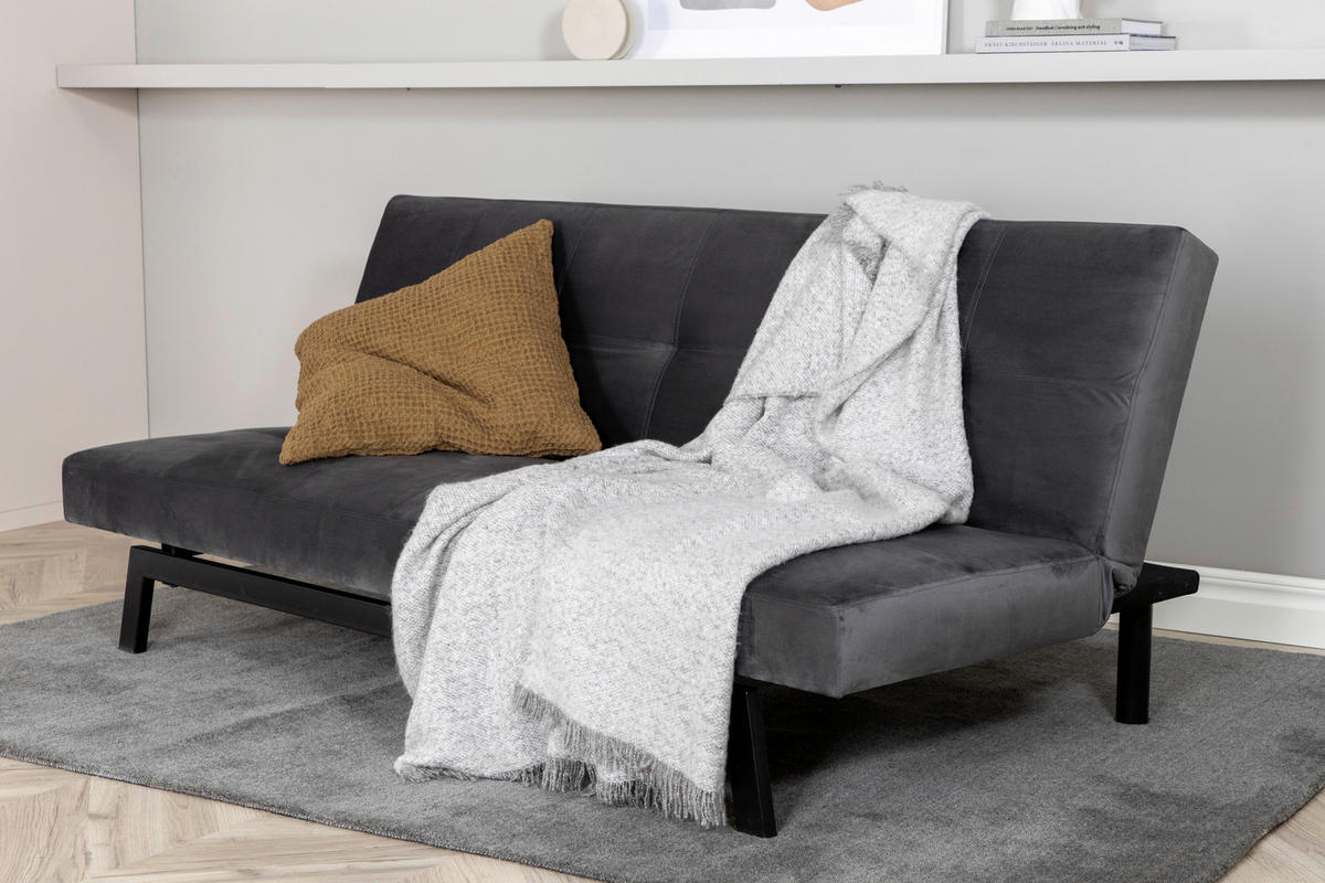 BÄDDSOFFA i mörkgrå  - mörkgrå, Design, metall/textil (180/80/55cm) - Livetastic