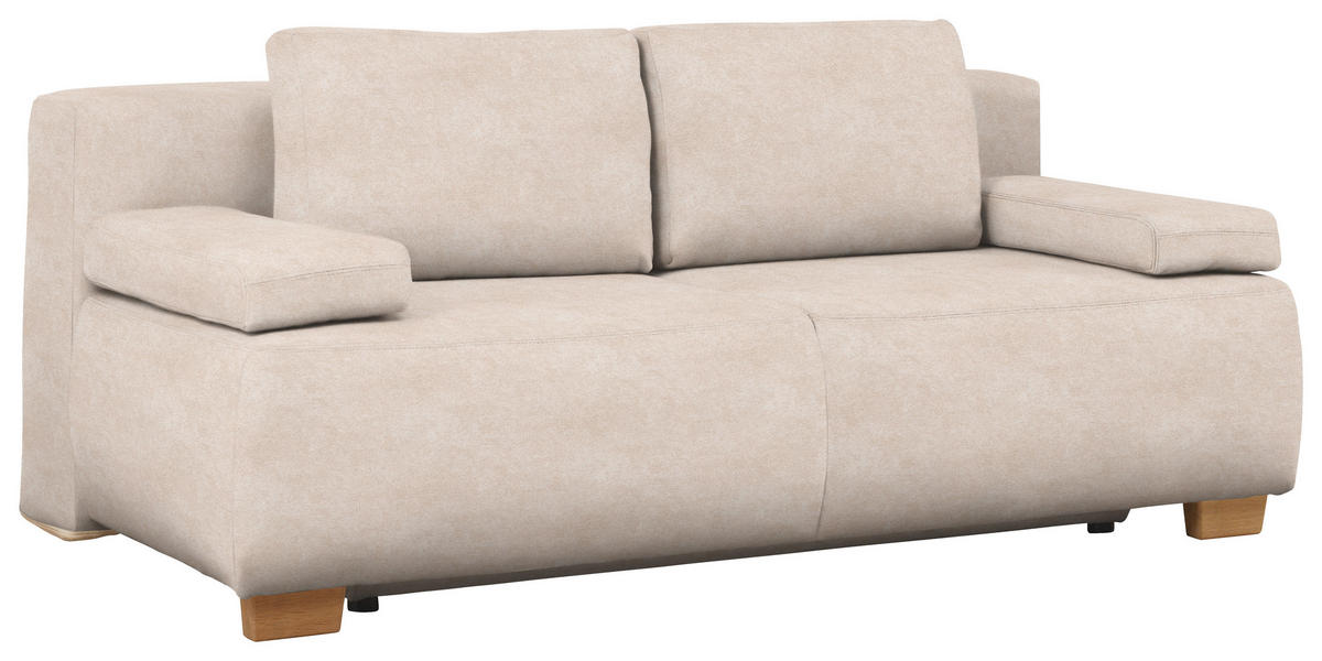 BOXSPRINGSOFA in Flachgewebe Sandfarben  - Sandfarben/Naturfarben, Modern, Holz (205/93/108cm) - Venda