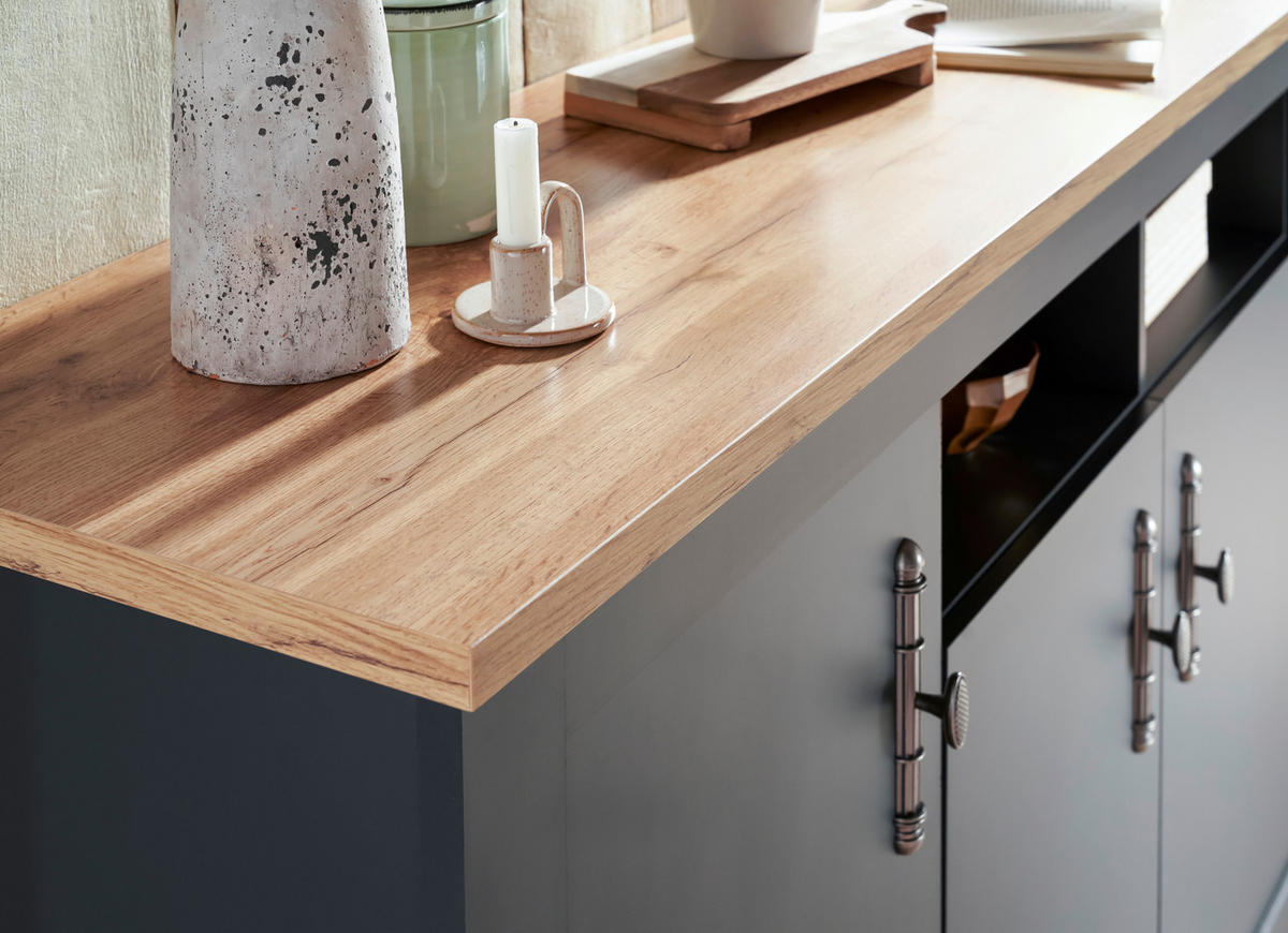 SIDEBOARD  in 200/104/45 cm  - Anthrazit/Silberfarben, Design, Holzwerkstoff/Metall (200/104/45cm) - MID.YOU