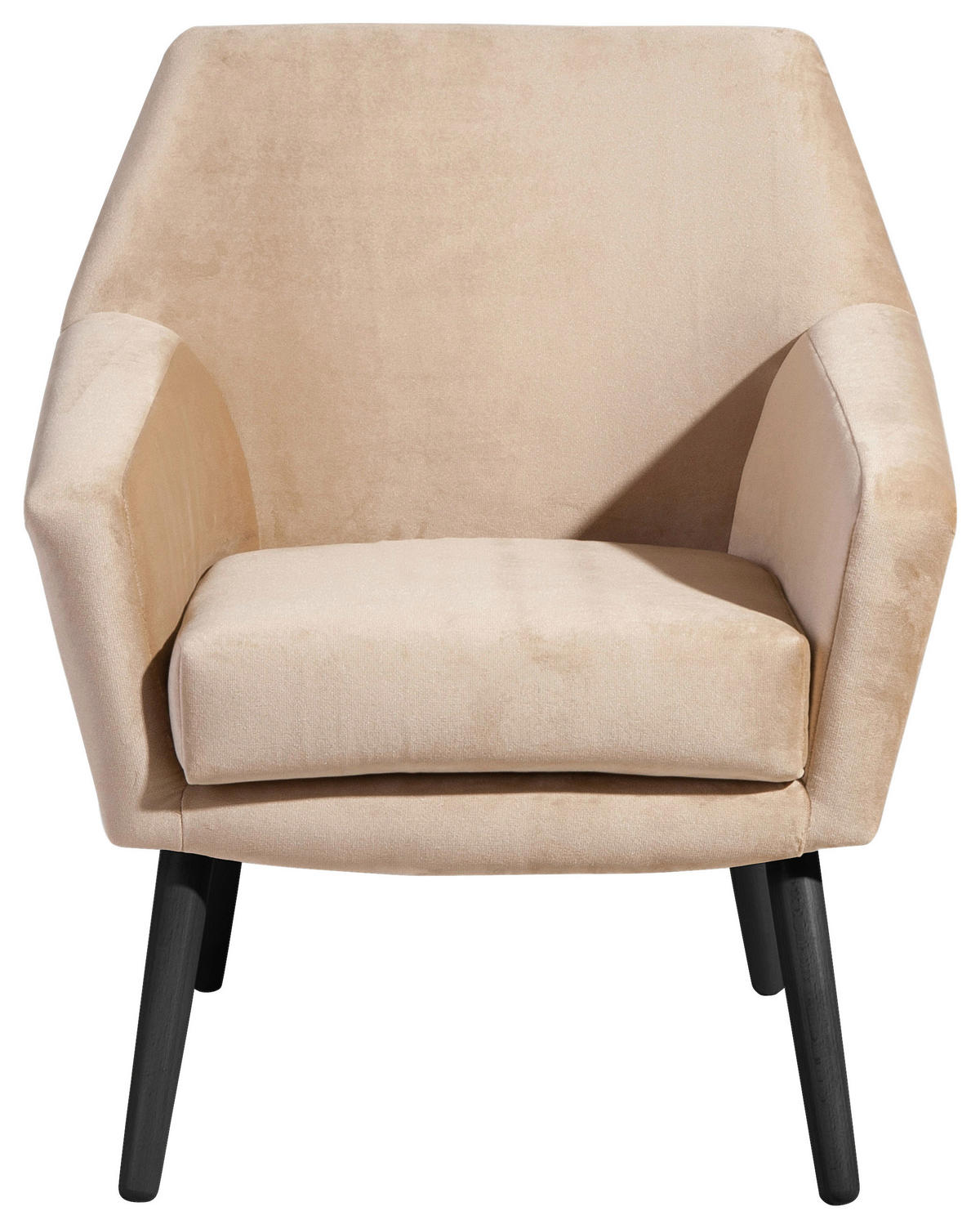 SESSEL in Samt, Velours Schwarz, Sandfarben  - Sandfarben/Schwarz, Design, Holz/Textil (67/81/71cm) - Max Winzer