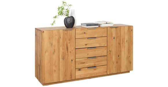 KOMMODE 172/88/43 cm  - Eichefarben/Alufarben, KONVENTIONELL, Holz/Metall (172/88/43cm) - Cantus