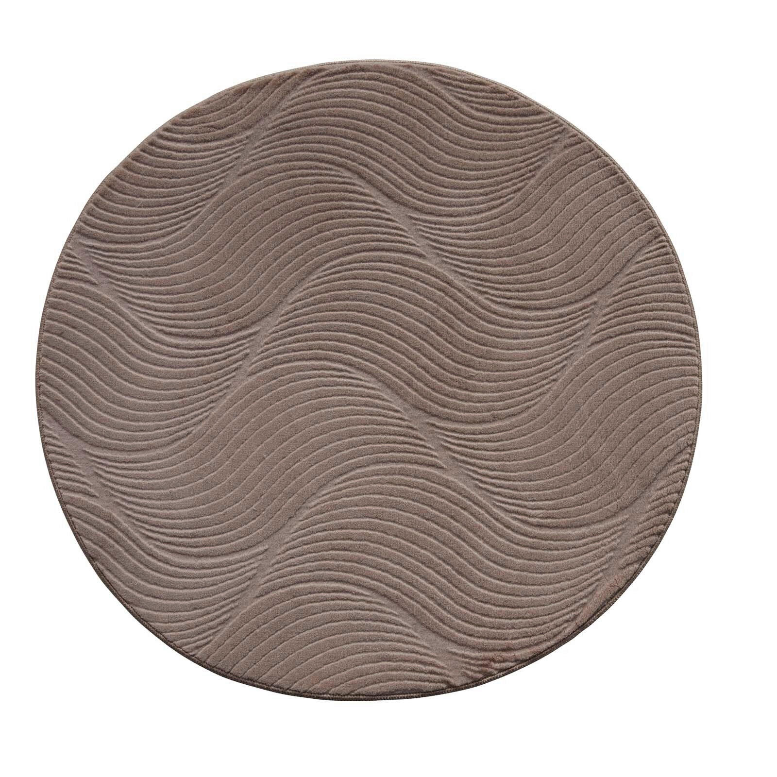 WEBTEPPICH  Wohnzimmer 80 cm Stilo Taupe rund  - Taupe, Design, Textil (80cm) - Novel