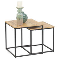 BEISTELLTISCHSET 30-40/30-40/30-40 cm Schwarz, Eichefarben quadratisch  - Eichefarben/Schwarz, Trend, Holzwerkstoff/Metall (30-40/30-40/30-40cm) - Xora