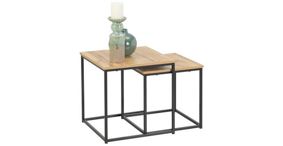 BEISTELLTISCHSET 30-40/30-40/30-40 cm Schwarz, Eichefarben quadratisch - Eichefarben/Schwarz, Trend, Holzwerkstoff/Metall (30-40/30-40/30-40cm) - Xora
