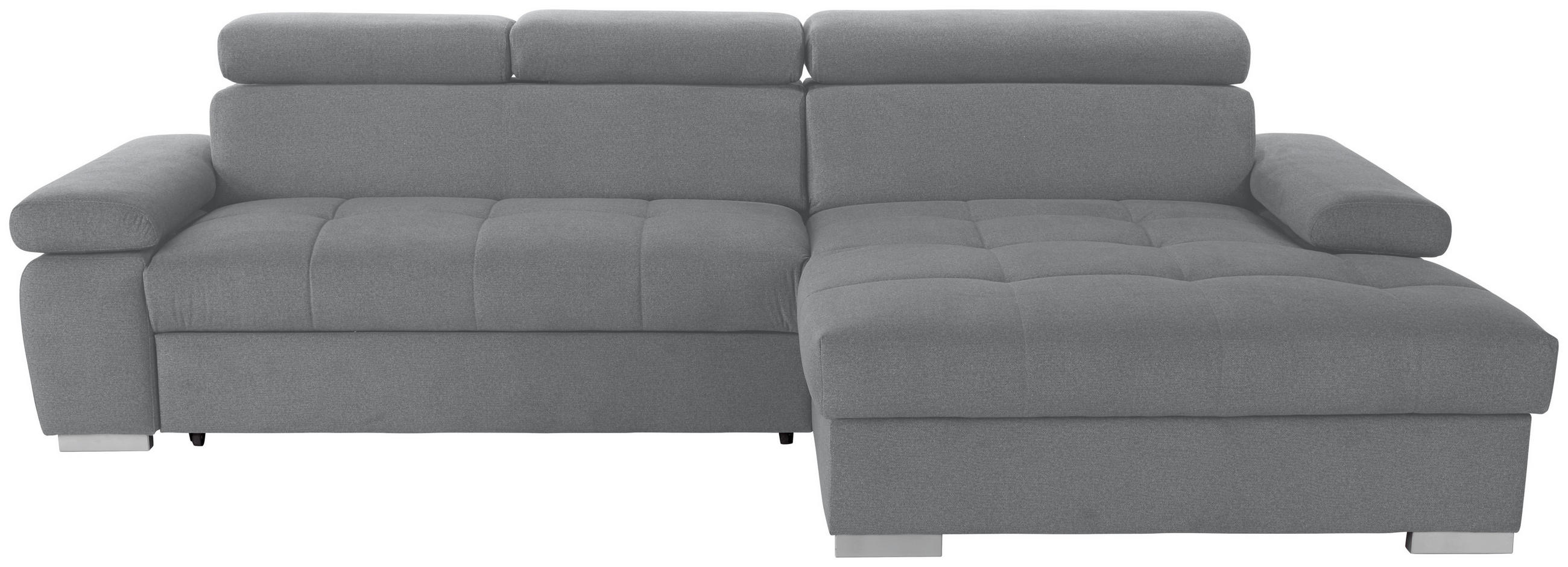 ECKSOFA in Velours Grau  - Silberfarben/Grau, Design, Holz/Textil (292/183cm) - Livetastic