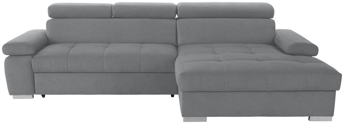 ECKSOFA in Velours Grau  - Silberfarben/Grau, Design, Holz/Textil (292/183cm) - Livetastic
