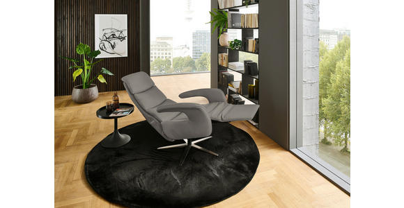 RELAXSESSEL in Leder Grau  - Edelstahlfarben/Grau, Design, Leder/Metall (76/119/86cm) - Dieter Knoll