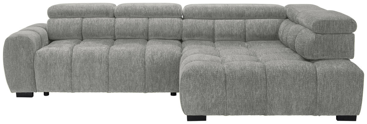 ECKSOFA Hellgrau Webstoff  - Hellgrau/Schwarz, MODERN, Kunststoff/Textil (297/205cm) - Welnova