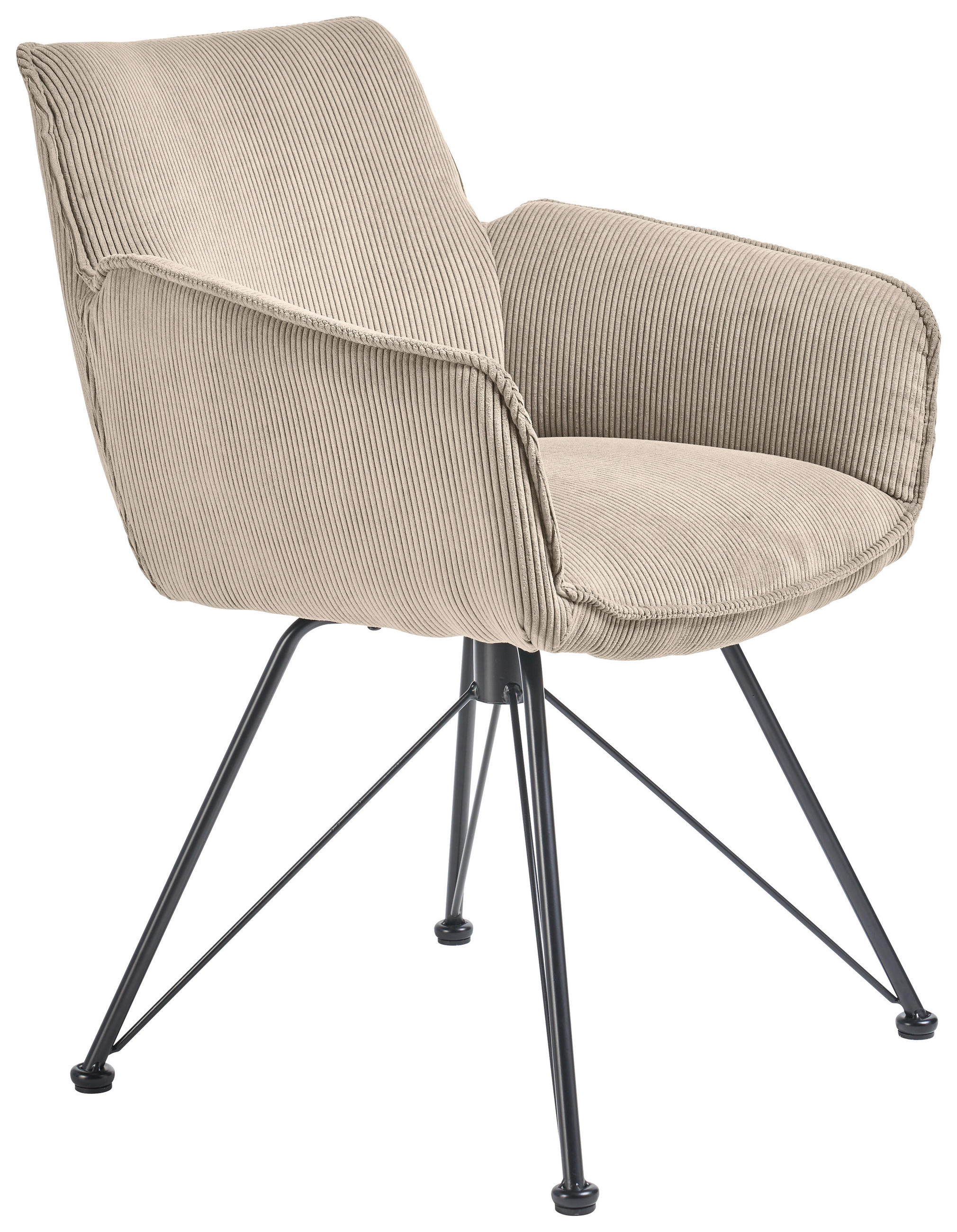 ARMLEHNSTUHL  Stoffauswahl, Typenauswahl Cord  Ecru  - Ecru/Schwarz, Design, Textil/Metall (60/84/65cm) - SetOne by Musterring