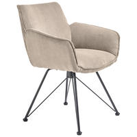 ARMLEHNSTUHL  Stoffauswahl, Typenauswahl Cord  Ecru  - Ecru/Schwarz, Design, Textil/Metall (60/84/65cm) - SetOne by Musterring