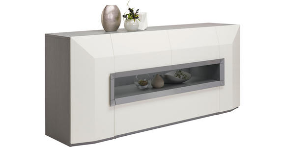SIDEBOARD Porto 200/90/52 cm 2 Schublade(n)  - Hellgrau/Schwarz, Design, Holz/Holzwerkstoff (200/90/52cm) - Ambiente