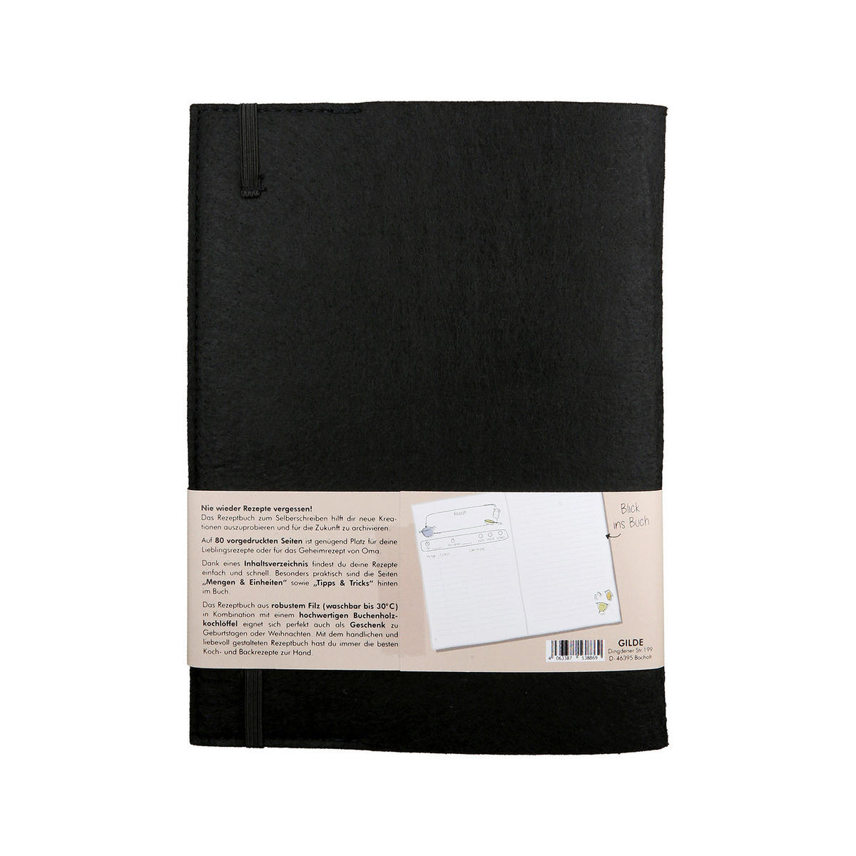 KOCHBUCH  - Hellbraun/Schwarz, LIFESTYLE, Holz/Textil (16,5/22cm)
