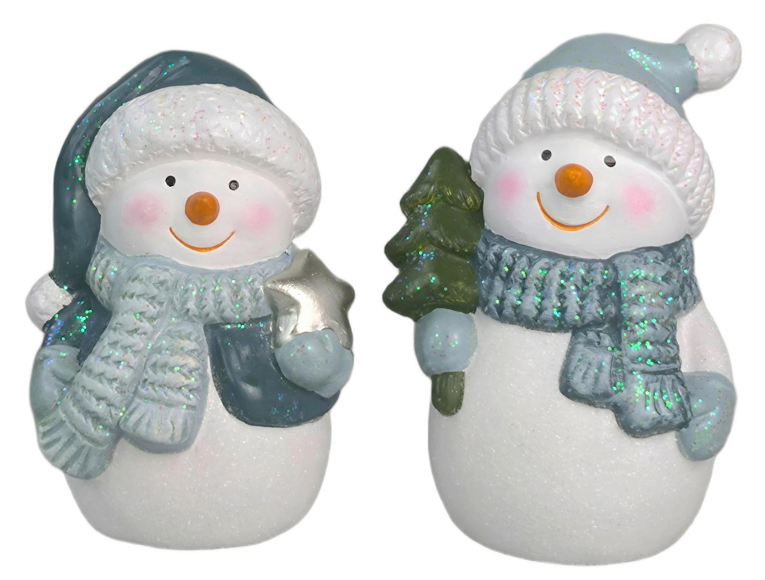 SCHNEEMANN - Weiß/Mintgrün, LIFESTYLE, Keramik (7,5/11/7cm) - X-Mas