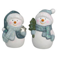 SCHNEEMANN - Weiß/Mintgrün, LIFESTYLE, Keramik (7,5/11/7cm) - X-Mas