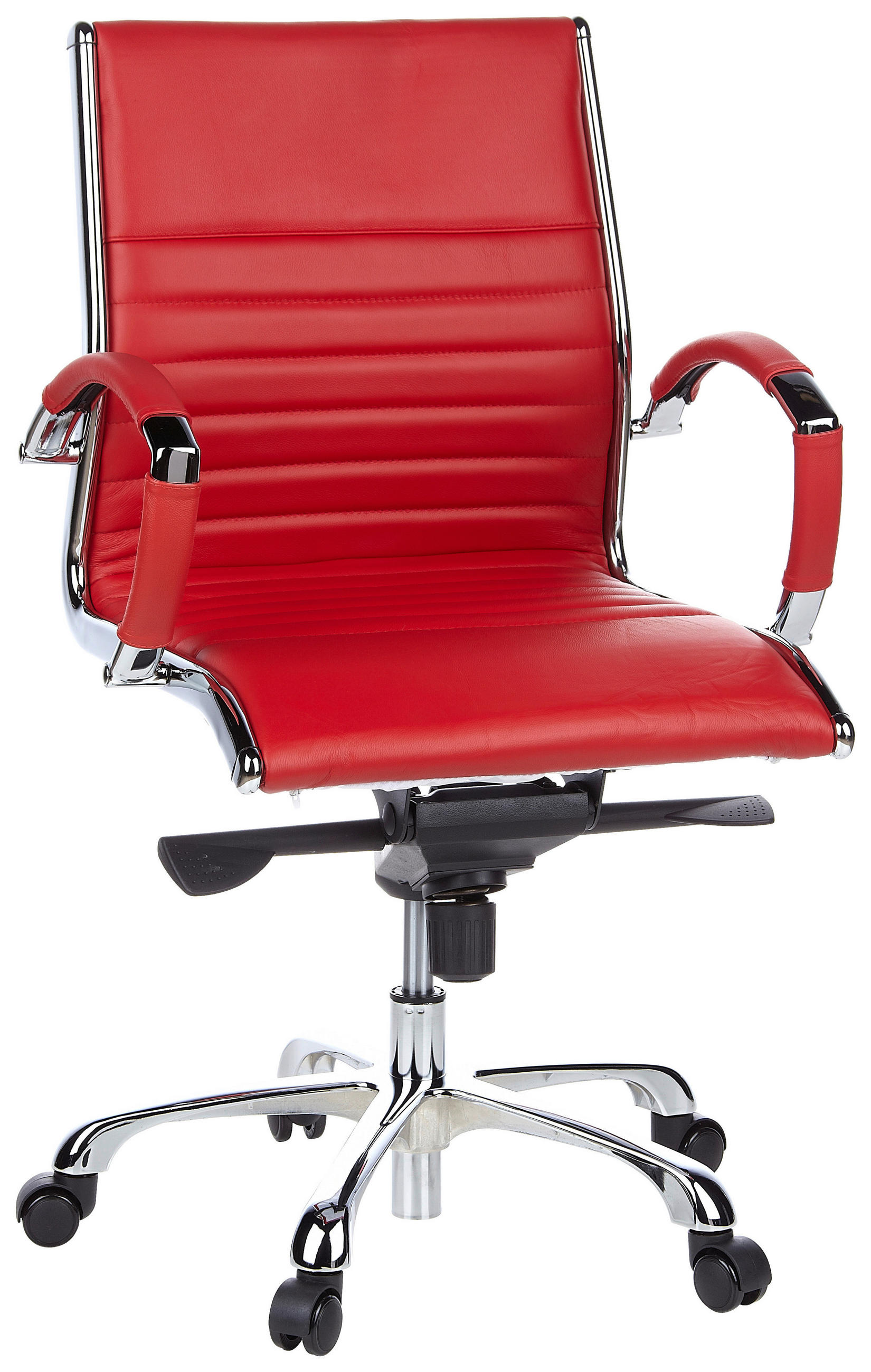 DREHSTUHL Lederlook Rot, Chromfarben  - Chromfarben/Rot, MODERN, Leder/Kunststoff (60/111/50cm) - MID.YOU