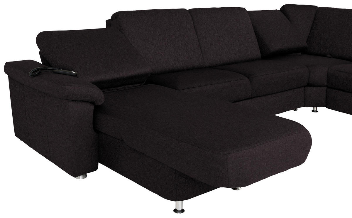 WOHNLANDSCHAFT Anthrazit Flachgewebe  - Chromfarben/Anthrazit, KONVENTIONELL, Textil/Metall (163/336/240cm) - Beldomo System