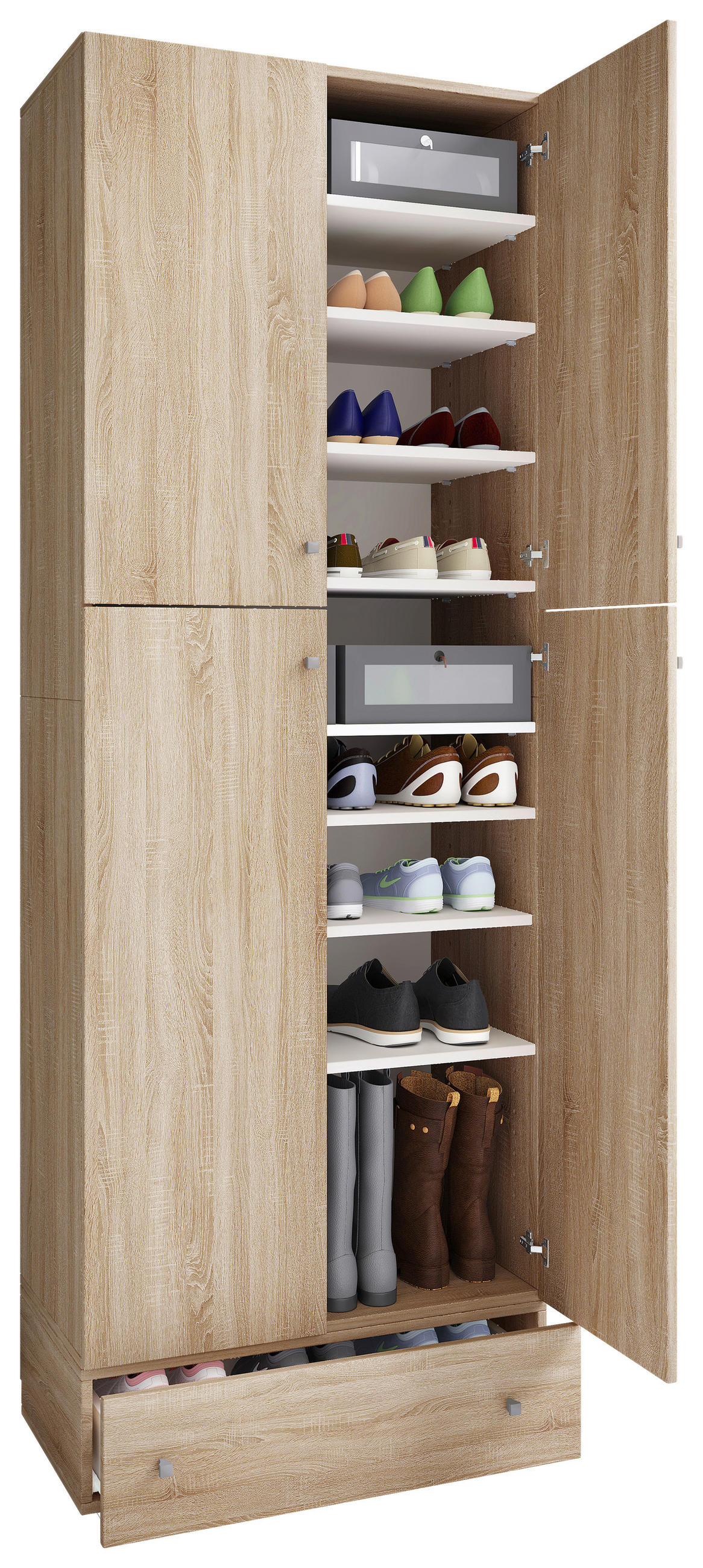SCHUHSCHRANK  in 70/200/39 cm  - Schwarz/Grau, Modern, Holzwerkstoff/Kunststoff (70/200/39cm) - MID.YOU